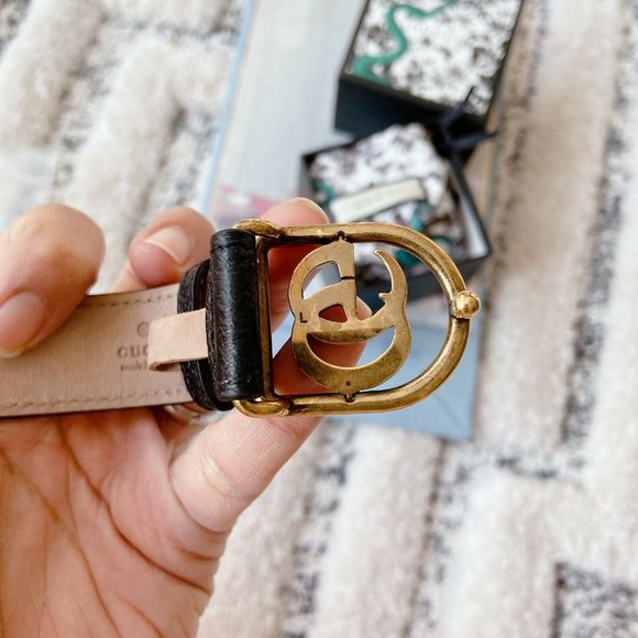 NIB Gucci Marmont Double G Black Leather Adjustable Bracelet Size L $490.00 - Picture 7 of 8